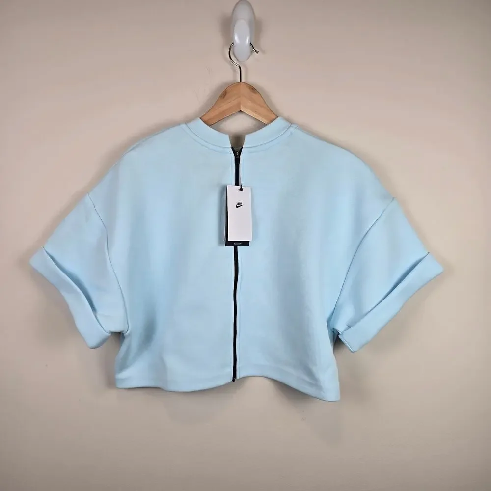 Nike Sportswear Tech Fleece Womens Size XL Oversized Short-Sleeve Cropped Top